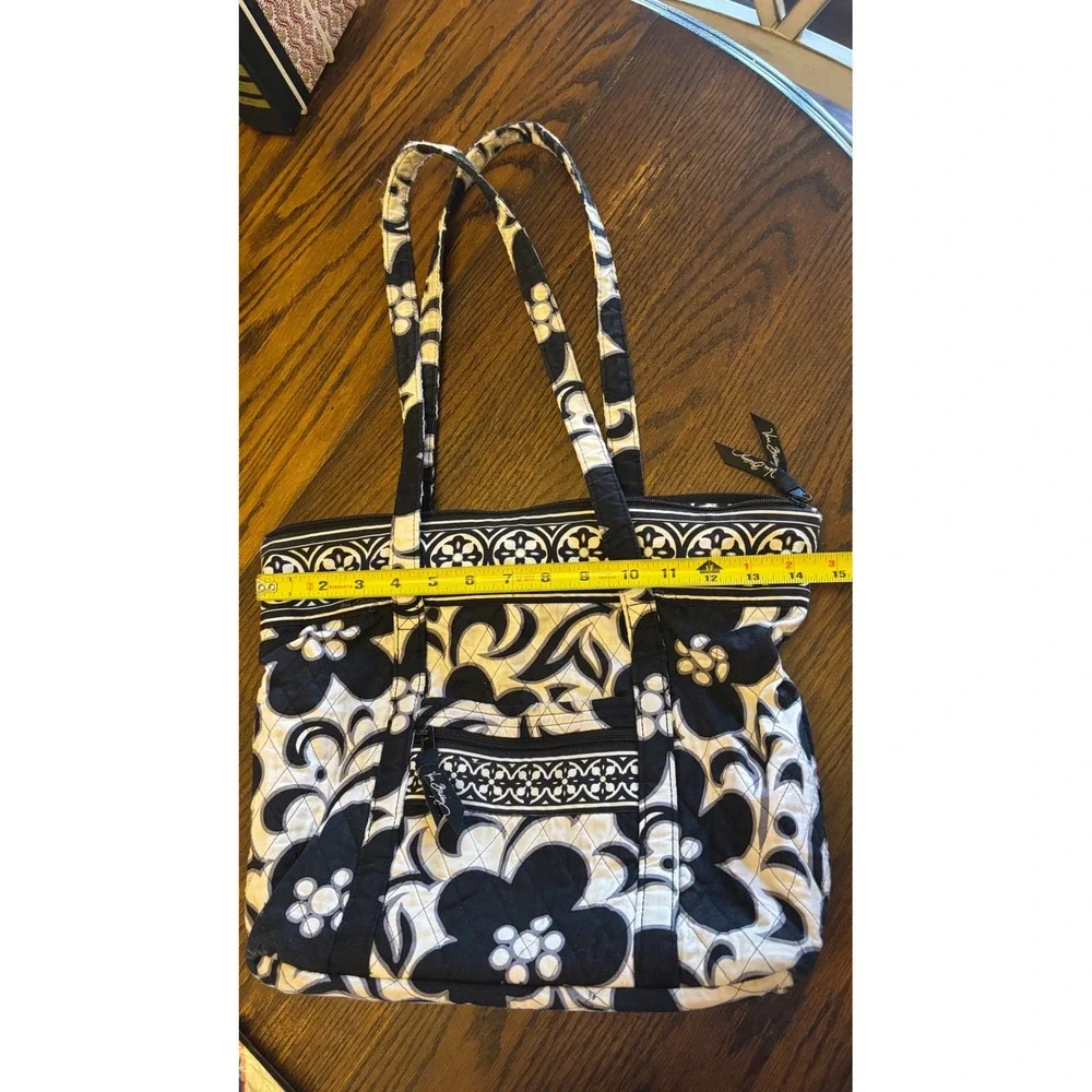 Vera Bradley Quilted Villager Tote Bag Purse Retired 'Night and Day' Black/White